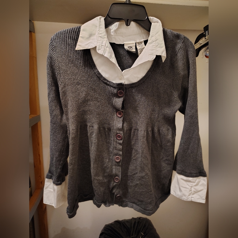 Gray Button-Up Women's Sweater